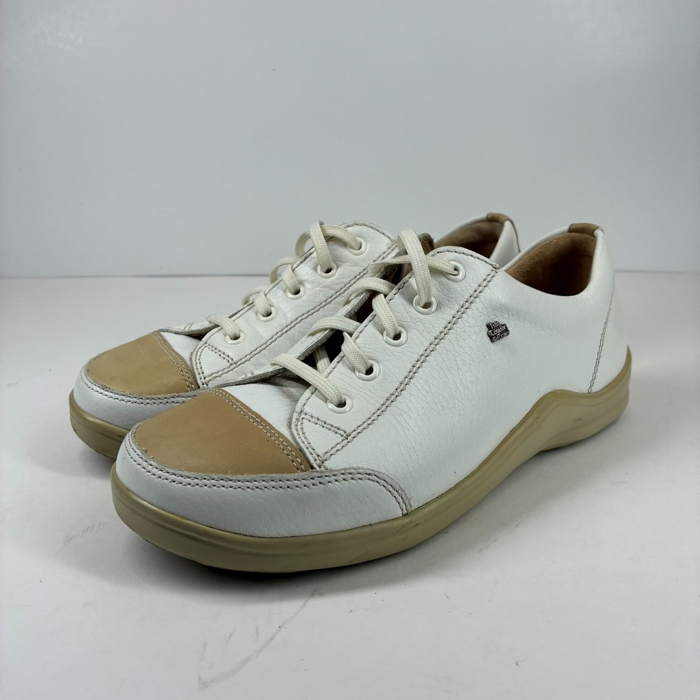 Finn Comfort Cusco Women's US 6/36 White Tan Leather Casual Oxford Walking Shoes